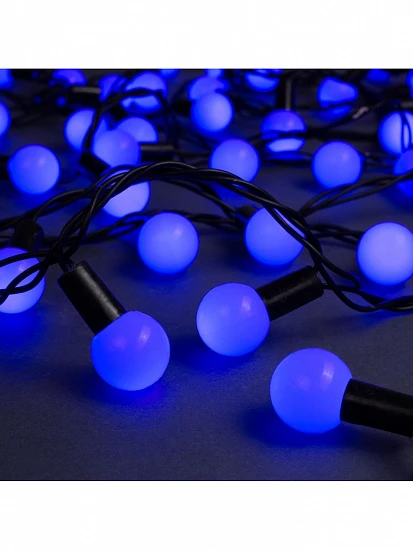 Гирлянда «Нить» 10 м с насадками «Шарики 2.5 см», IP44, тёмная нить, 100 LED, свечение синее, 8 режимов, 220 В