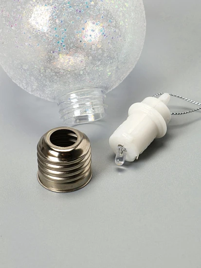 Набор ёлочных шаров «Ледяное сияние», 8 см, 1 LED, от батареек LR44×3, свечение тёплое белое