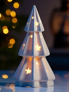 Светодиодная фигура «Ёлочка со звёздами», 13×6.5×6.5 см, 1 LED, керамика, от батареек LR44×3, тёплый белый свет
