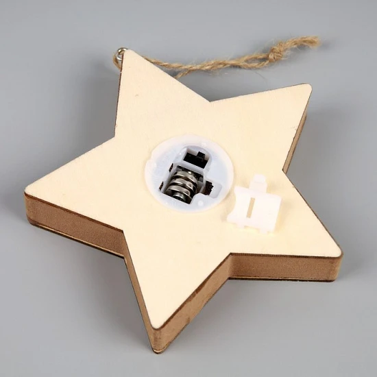 Ёлочная игрушка «Звезда со снеговиком», 12х12х2 см, 1 LED, от батареек, свечение тёплое белое