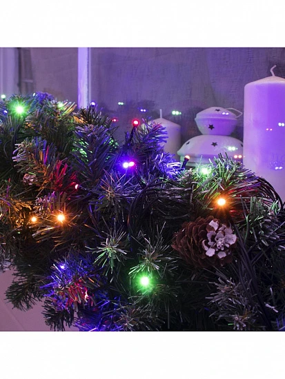 Гирлянда «Нить» 10 м, IP44, УМС, тёмная нить, 72 SMD-LED, свечение мульти, 220 В