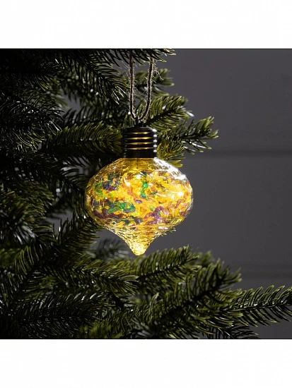 Ёлочный шар «Ретро», 9 см, 5 LED, от батареек, свечение тёплое белое