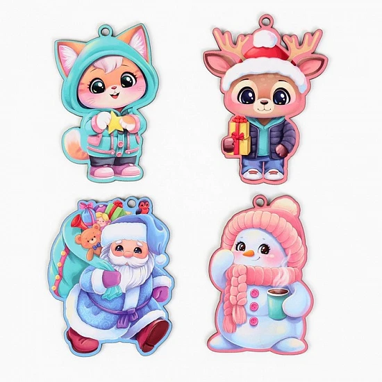 Ёлочная игрушка новогодняя, набор 4 шт.
