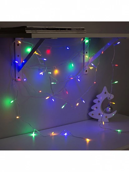 Гирлянда «Нить» 5 м с насадками «Игла», IP20, прозрачная нить, 50 LED, свечение мульти, 8 режимов, 220 В