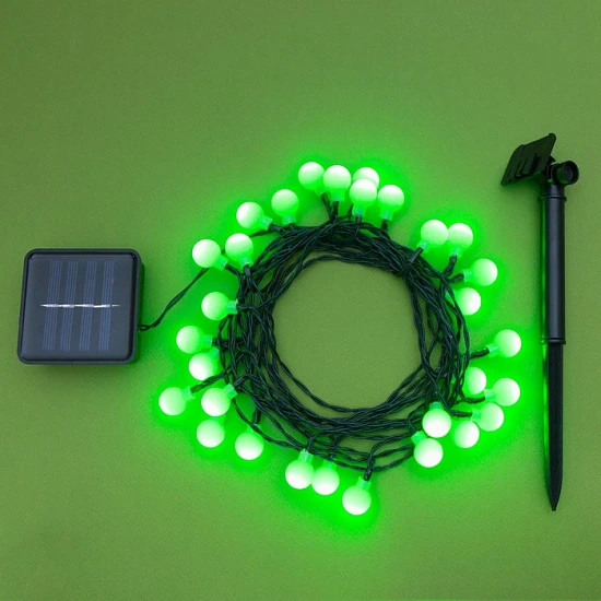 Гирлянда «Нить», 4.5 м, уличная, с насадками «Шарик», IP44, 30 LED, 2 режима, солнечная батарея, тёмная нить, свечение зелёное