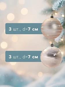 Ёлочные игрушки «Жемчужный орион», шары новогодние, d=7 см, набор 6 шт., золотистый