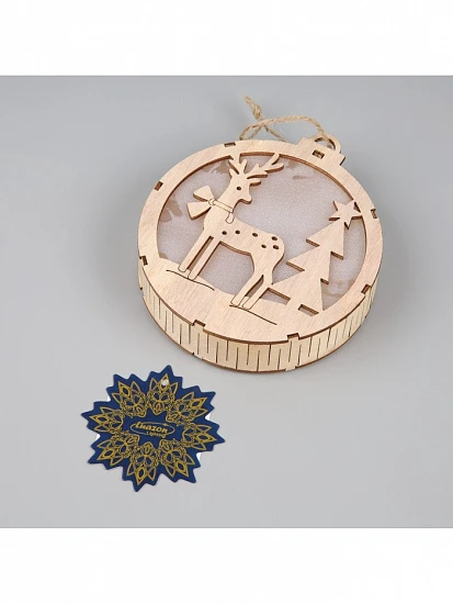 Ёлочная игрушка «Оленёнок в лесу», 12×12 см, 1 LED, от батареек, свечение тёплое белое