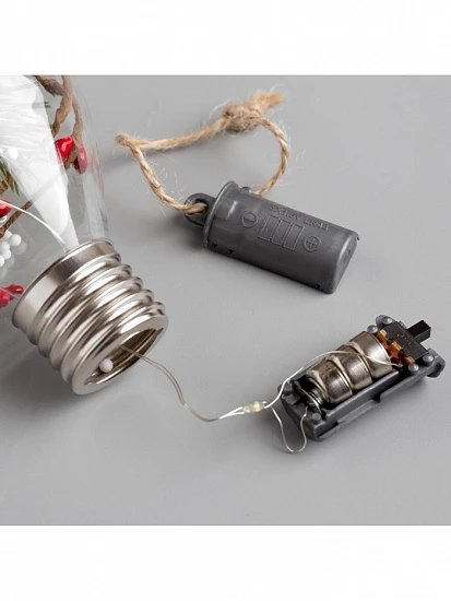 Ёлочный шар «Снежные нити», 5 LED, от батареек, свечение тёплое белое
