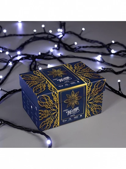 Гирлянда «Нить» 10 м, IP44, УМС, тёмная нить, 72 SMD-LED, свечение белое, 220 В
