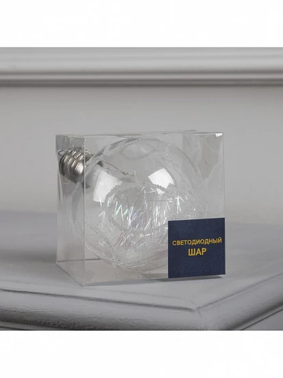 Ёлочный шар «Ледяной узор», 10 см, 1 LED, от батареек, свечение RGB