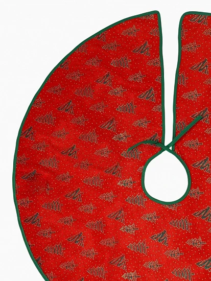 Коврик под ёлку «Ёлочки в снежинках» d=75 см, красно-зелёный