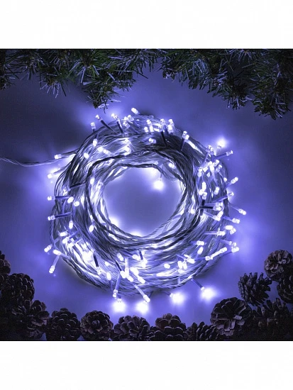 Гирлянда «Нить» 20 м, IP20, белая нить, 200 LED, свечение белое, 8 режимов, 220 В