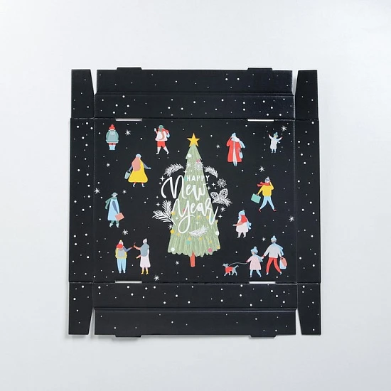 Коробка подарочная новогодняя складная Happy new year, 31×25.5×16 см, Новый год