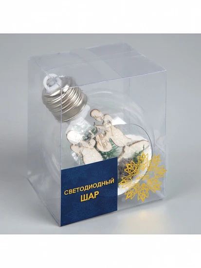 Ёлочный шар «Ангелочки», d=8 см, 1 LED, от батареек, свечение тёплое белое