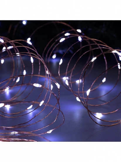 Гирлянда «Нить» 20 м роса, IP20, медная нить, 200 LED, свечение белое, 12 В