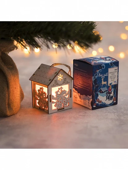 Ёлочная игрушка «Домик с колокольчиками», 8×5×6 см, 1 LED, от батареек, свечение тёплое белое