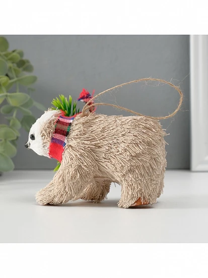 Фигурка-подвеска новогодняя «Мишка с ёлочным венком на шее», 11.5×5.5×8 см