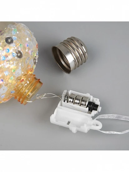 Ёлочный шар «Жёлудь жёлтый», 12×7 см, 4 LED, от батареек, свечение тёплое белое