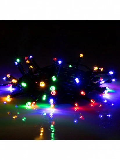 Гирлянда «Нить», 5 м, уличная, IP44, 50 LED, 2 режима, солнечная батарея, тёмная нить, свечение мульти