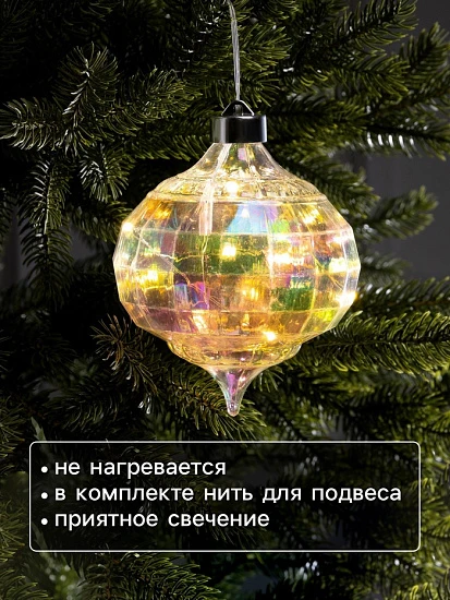 Ёлочная игрушка светодиодная «Ретро», 17×12 см, 12 LED, от батареек ААх2, свечение тёплое белое
