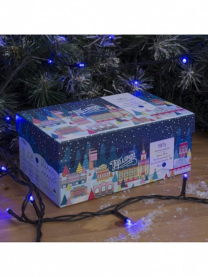 Гирлянда «Нить» 20 м, IP44, тёмная нить, 200 LED, свечение синее, 8 режимов, 220 В