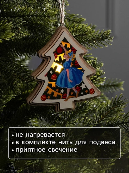 Подвеска световая «Девочка с игрушками», 11×12 см, от батареек LR41×3, свечение тёплое белое