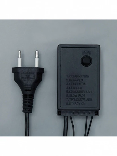 Гирлянда «Нить» 10 м с насадками «Шарики 1.5 см», IP44, тёмная нить, 100 LED, свечение белое, 8 режимов, 220 В