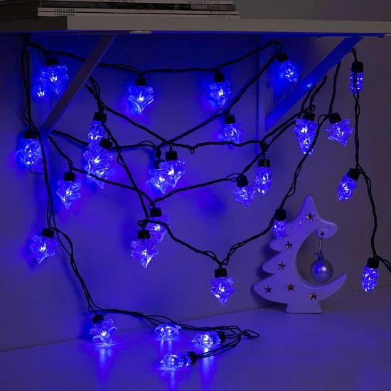 Гирлянда «Нить» 5 м с насадками «Ёлка», IP44, тёмная нить, 40 LED, свечение синее, 8 режимов, 220 В