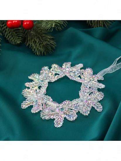 Ёлочная игрушка «Зимнее волшебство. Венок перелив», 10.5×10.5 см, прозрачный