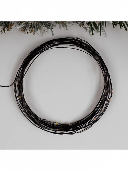 Гирлянда «Нить» 5 м роса, IP20, чёрная нить, 50 LED, 2 режима, батарейки AAх3 (не в комплекте), свечение мульти