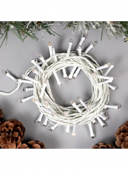 Гирлянда «Нить» 5 м, IP20, белая нить, 50 LED, 8 режимов, 220 В, свечение фиолетовое