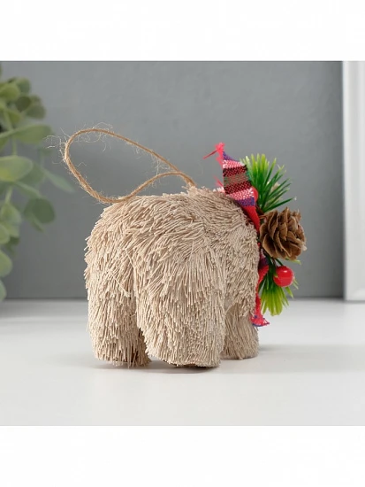 Фигурка-подвеска новогодняя «Мишка с ёлочным венком на шее», 11.5×5.5×8 см