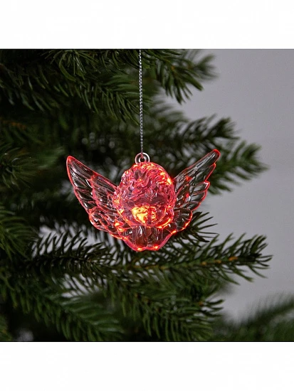 Ёлочная игрушка «Ангел», 8×5×4.5 см, 1 LED, от батареек, свечение мульти (RGB)