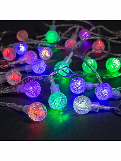 Гирлянда «Нить» 5 м с насадками «Мини фонарик», IP20, прозрачная нить, 20 LED, свечение мульти (RG/RB), мигание, 220 В