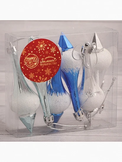 Ёлочные игрушки набор 6 шт. «Сосульки царские» 3.5×8.5 см, МИКС
