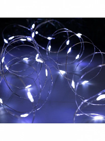 Гирлянда «Нить» 10 м роса, IP20, серебристая нить, 100 LED, свечение белое, 12 В