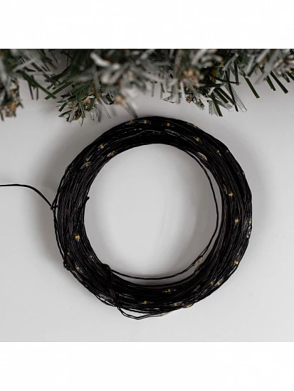 Гирлянда «Нить» 20 м роса, IP20, чёрная нить, 200 LED, свечение тёплое белое, 12 В