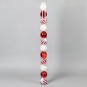 Ёлочные игрушки «Агнет» полосы, шары новогодние, d=6 см, набор 12 шт., красно-белый