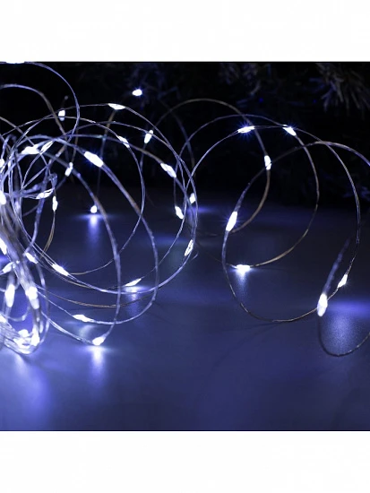 Гирлянда «Нить» 20 м роса, IP20, серебристая нить, 200 LED, свечение белое, 12 В