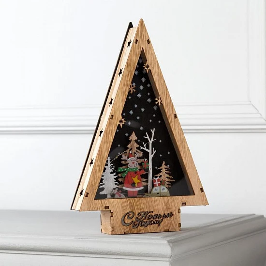 Светодиодная фигура «Новогодний олень» 19×30×4.5 см, дерево, батарейки АААх2 (не в комплекте), свечение тёплое белое