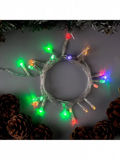Гирлянда «Нить» 2.5 м, IP20, прозрачная нить, 25 LED, свечение RG/RB, мигание, 220 В
