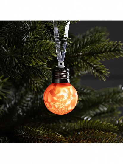 Ёлочный шар «Зимний узор красный», d=5 см, 1 LED, от батареек AG13×3, свечение тёплое белое