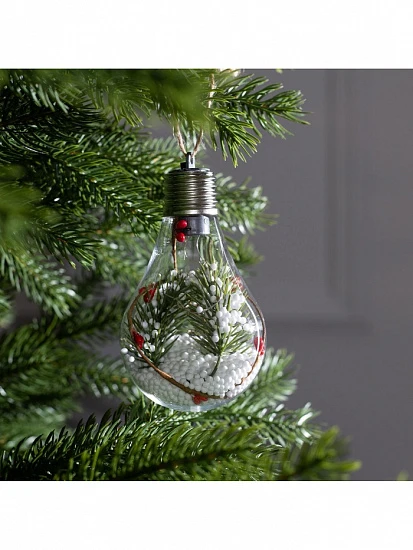 Ёлочный шар «Ветка ели», 5 LED, от батареек, свечение белое