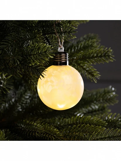 Ёлочный шар «Светлый шар», d=8 см, 5 LED, от батареек LR44×3, свечение тёплое белое