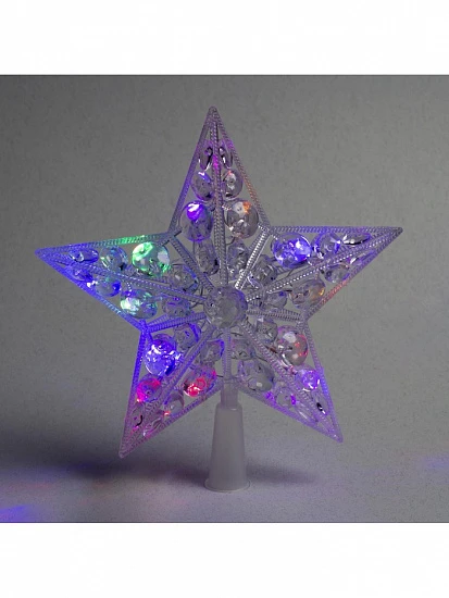 Светодиодная верхушка на ёлку «Звезда белая», 22 см, 15 LED, 220 В, свечение мульти