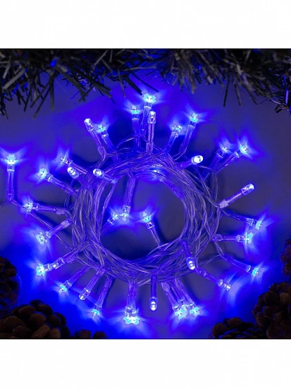 Гирлянда «Нить» 2 м, IP20, прозрачная нить, 20 LED, 2 режима, батарейки AAх3 (нет в комплекте), свечение синее
