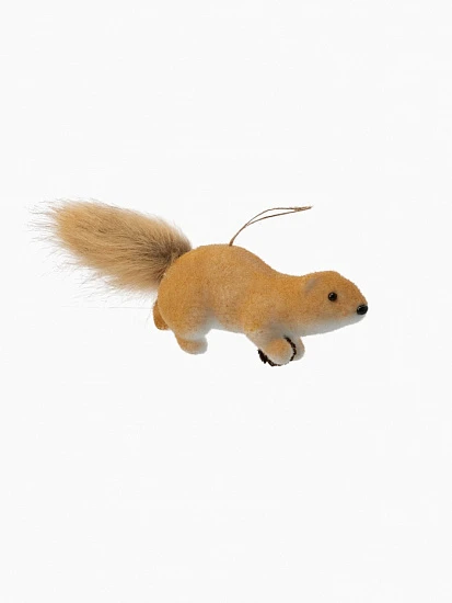 Ёлочная игрушка «Белка с шишкой» 4.5×20 см, бежевый